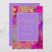 Marmor lila, Gold, rosa Brautpaare Save The Date (Vorne/Hinten)