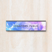 Marmor-Look Modernes Abstraktes Blau Lila Türschild (Vorderseite )