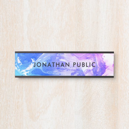 Marmor-Look Modernes Abstraktes Blau Lila Türschild (Vorderseite )