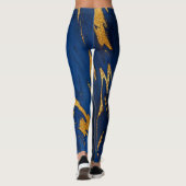 Marmor Minimal Abstrakt Blue Navy Cobalt Gold Leggings (Rückseite)