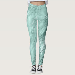 Marmor Minimal Abstraktes Aquamarines Aquatic Blue Leggings