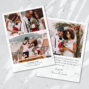 Marmor Minimalistisch 4 Foto Hochzeit Dankeskarte