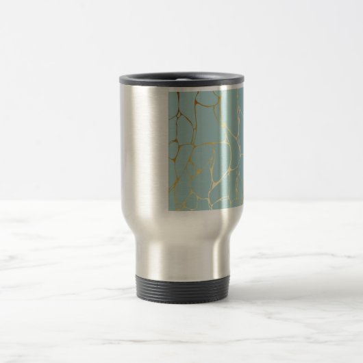 Marmor, Minze, Gold, modern, trendig, schön, schic Reisebecher (Mittel)