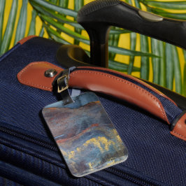 Marmor mit blauen und goldenen Wasserfarben Modern Gepäckanhänger