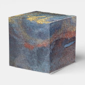 Marmor mit blauen und goldenen Wasserfarben Modern Geschenkschachtel (Rückseite)