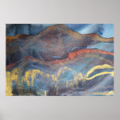 Marmor mit blauen und goldenen Wasserfarben Modern Poster (Vorne)