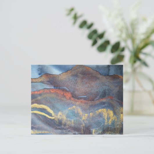 Marmor mit blauen und goldenen Wasserfarben Modern Postkarte (Stehend Vorderseite)