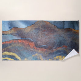 Marmor mit blauen und goldenen Wasserfarben Modern Strandtuch