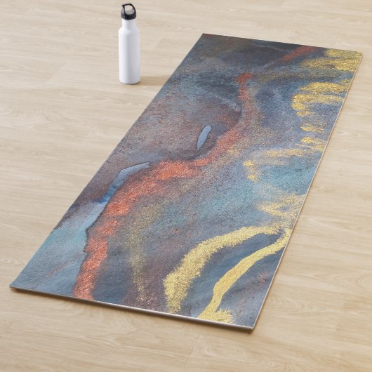Marmor mit blauen und goldenen Wasserfarben Modern Yogamatte (Beispiel)