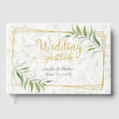 Marmor mit Eukalyptus Greenery Gold Wedding Gästebuch (Vorderseite)