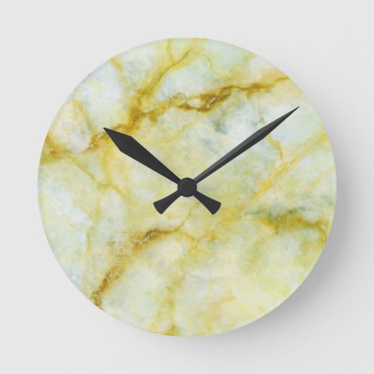 Marmor mit gelben Threads Runde Wanduhr (Vorderseite)