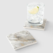 Marmor mit Gold Streak Slab Moderne  Steinuntersetzer (Seitenansicht)