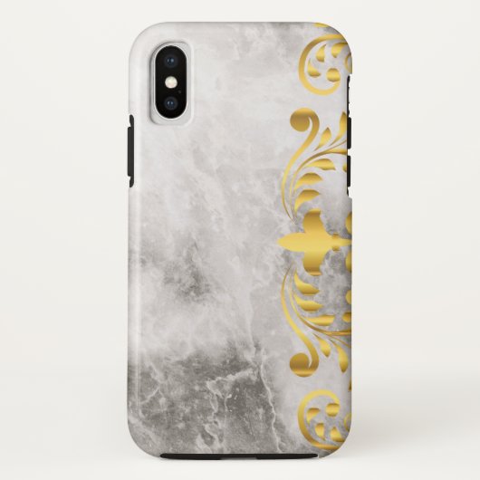 Marmor mit goldfarbenem Blumenmuster Case-Mate iPhone Hülle (Rückseite)