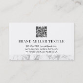 Marmor mit Grau-Weißem QR-Code-Monogramm Visitenkarte (Rückseite)