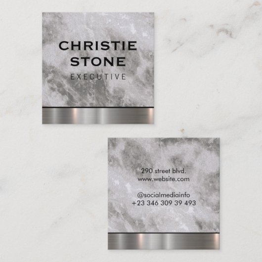 Marmor mit Metal Trim Quadratische Visitenkarte (Vorne/Hinten)