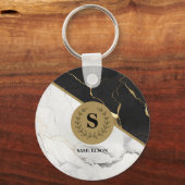 Marmor Mit Monogramm zeitlos Schlüsselanhänger (Rückseite)