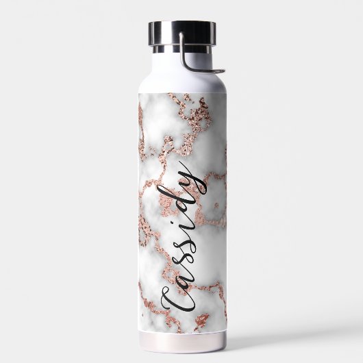 Marmor mit Rose Gold Personalisiert Trinkflasche (Links)
