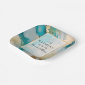 Marmor Moderne Türkis- und Goldhochzeit Pappteller (Gewinkelt)