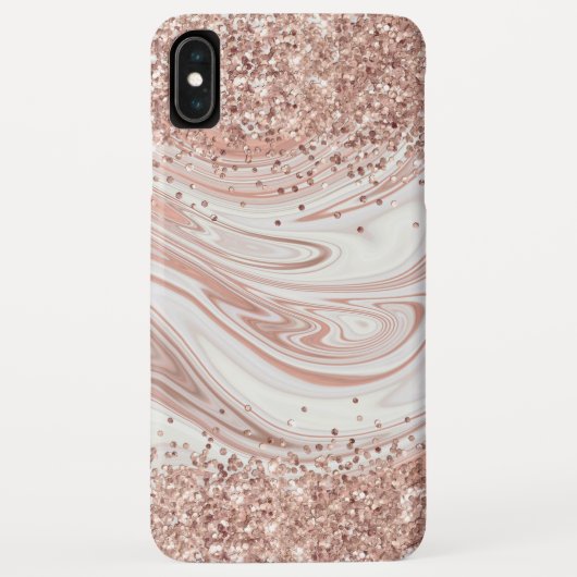 Marmor Moderner flüssiger Tinte Rose Gold Glitzer Case-Mate iPhone Hülle (Rückseite)