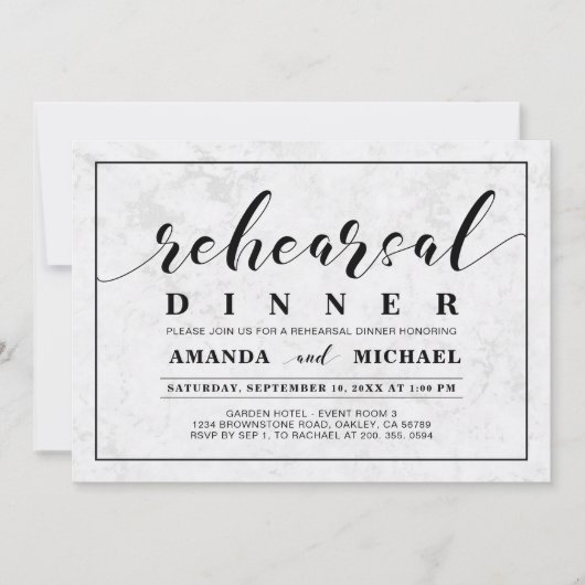 Marmor | Modernes Abendessen bei Hochzeitsfeiern u Einladung (Vorderseite)