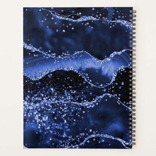 Marmor-Monogramm für Navy-Agate-Glitzer 2023 Planer (Rückseite)