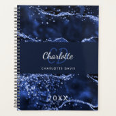 Marmor-Monogramm für Navy-Agate-Glitzer 2023 Planer (Vorderseite)