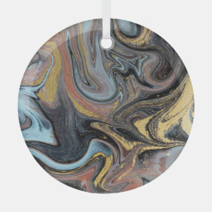 Marmor Natur Kunstwerk Goldener Glitzer Ornament Aus Glas