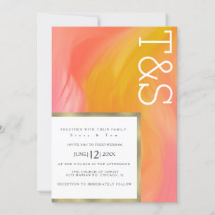 Marmor Orange Pink Gold Typografie Hochzeit Einladung