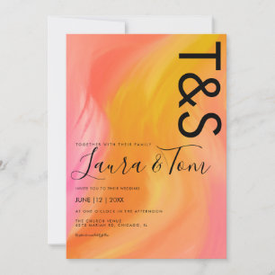 Marmor Orange Pink Typografie Abstrakte Hochzeit Einladung