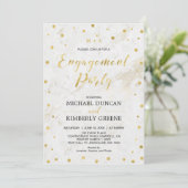 Marmor & Polka dot | Moderne Gold-Engagement-Parte Einladung (Stehend Vorderseite)