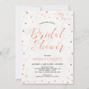 Marmor & Polka dot, Modernes Rose Gold Brautparty Einladung