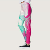 Marmor Print Magenta Aqua Leggings wirbeln (Links)