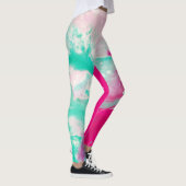 Marmor Print Magenta Aqua Leggings wirbeln (Rechts)