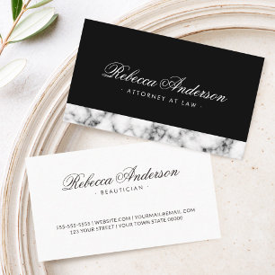 Marmor-Rand-Kalligrafieschrift elegant schwarz Visitenkarte