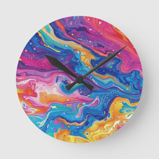 Marmor, Regenbogenfarben, geometrisches Design, bu Runde Wanduhr (Vorderseite)