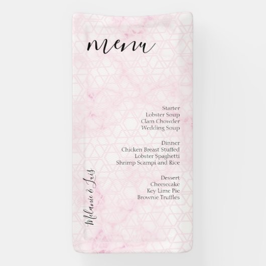 Marmor-Rosa-Abstrakt-Hochzeitsmenü Banner (Vertikal)