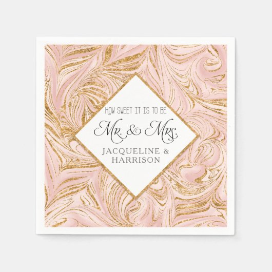 Marmor Rosa Rose Gold Glitzer Hochzeitsdekor Serviette (Vorderseite)