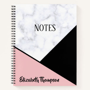 Marmor, rosa und schwarzes Notebook Notizblock