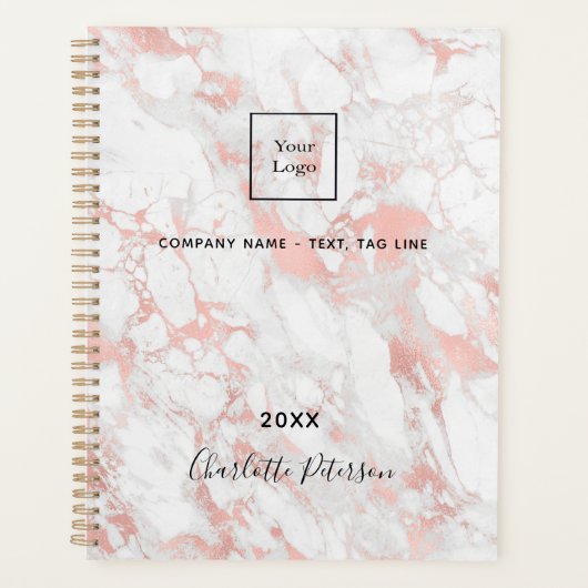 Marmor-Rose aus Business-Logo, Monogramm 2023 Planer (Vorderseite)