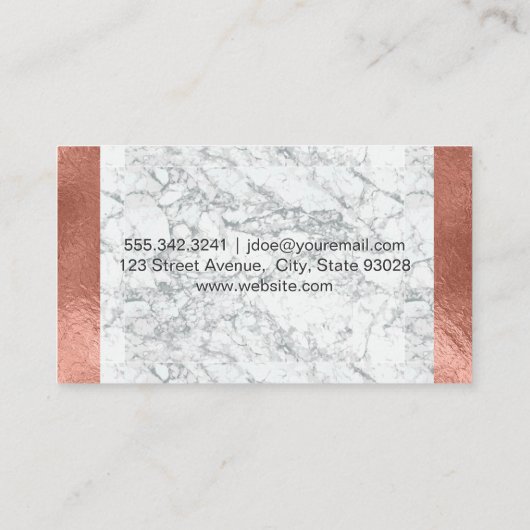 Marmor | Rose Gold Foil Glossy Metallic Trimm Visitenkarte (Rückseite)