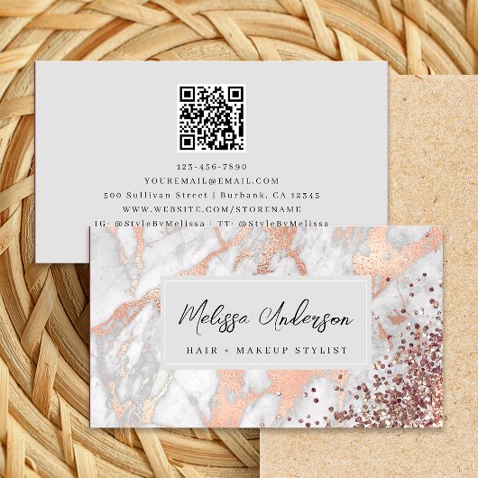 Marmor Rose Gold Foil Luxe Ästhetik Visitenkarte