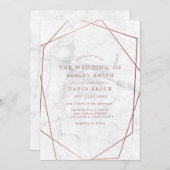 Marmor Rose Gold Geometric Wedding Einladung (Vorne/Hinten)