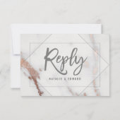 Marmor, Rose gold, geometrische Hochzeitsantwort r RSVP Karte (Rückseite)