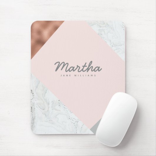 Marmor, Rose Gold, Grau und Rosa Mousepad (Mit Mouse)
