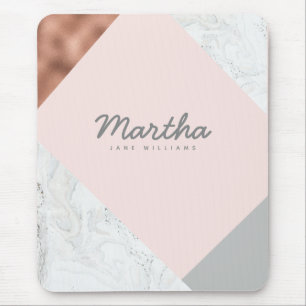 Marmor, Rose Gold, Grau und Rosa Mousepad