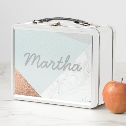 Marmor, Rose Gold, graue und blaue Lunchbox (Beispiel)