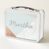 Marmor, Rose Gold, graue und blaue Lunchbox (Rückseite)