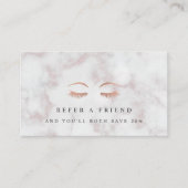 Marmor & Rose Gold Lashes & braun Empfehlungskarte (Vorderseite)