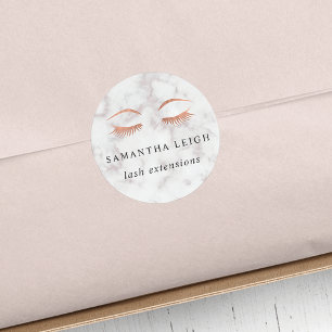 Marmor & Rose Gold Lashes & braun Runder Aufkleber