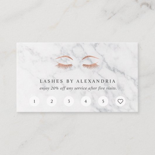 Marmor & Rose Gold Lashes & braun Treuekarte (Vorderseite)